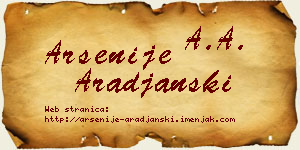 Arsenije Arađanski vizit kartica